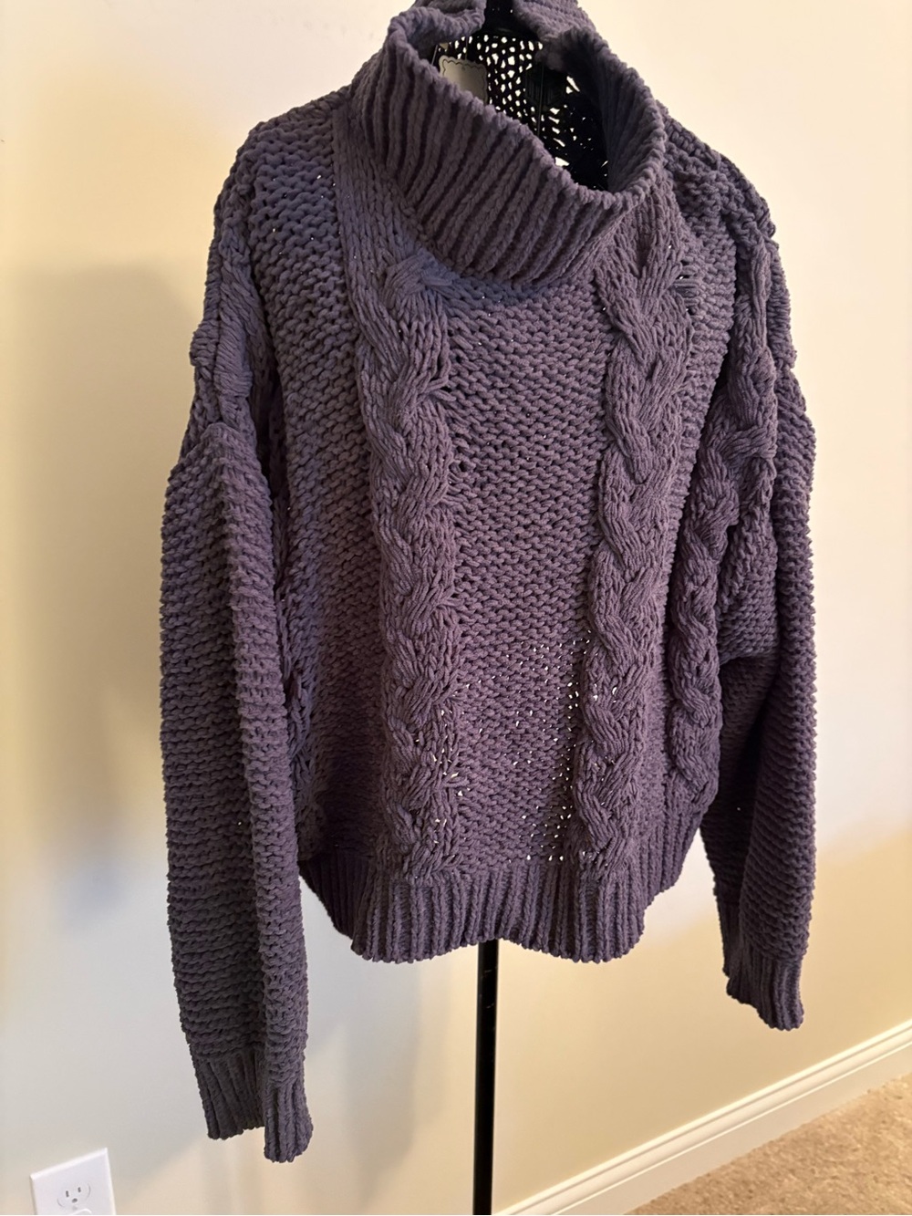 Simply Southern Chocolate Brown Cable Turtleneck Sweater